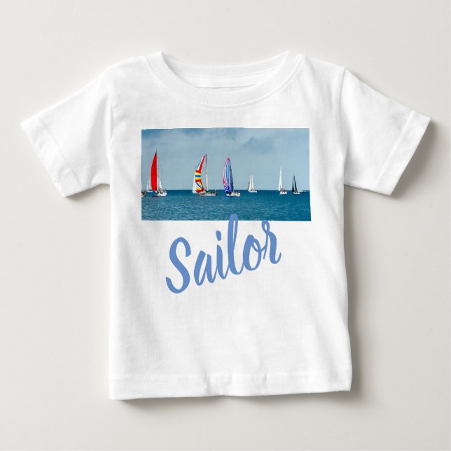 Camiseta Para Bebê Natação Marinha Pacífica do Barco, Destino do Dest (Frente)