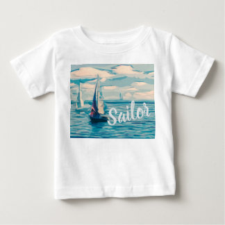Camiseta Para Bebê Natação Marinha Pacífica do Barco, Destino do Dest