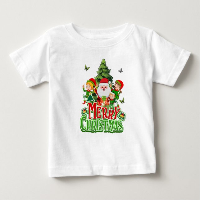 Camiseta Para Bebê Natal, bebê de Natal, Feliz Natal (Frente)