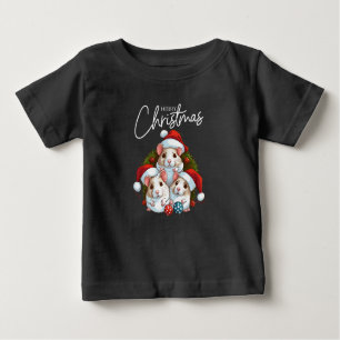 Camiseta Para Bebê Natal branco vermelho