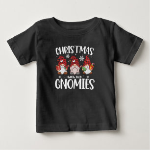 Camiseta Para Bebê Natal Com Meus Gnomos Gnome Xadrez Vermelho de Buf