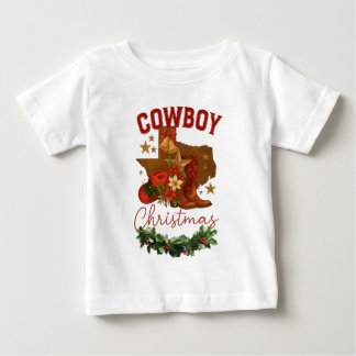 Camiseta Para Bebê Natal Cowboy