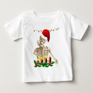 Camiseta Para Bebê natal crânio