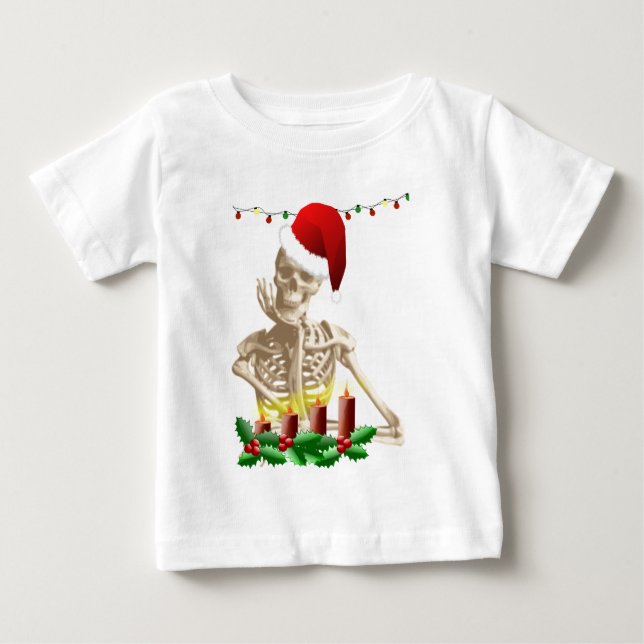 Camiseta Para Bebê natal crânio (Frente)