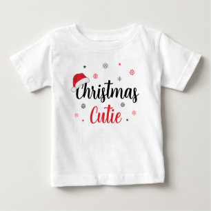 Camiseta Para Bebê Natal Cutie Snowflakes Santa Hat
