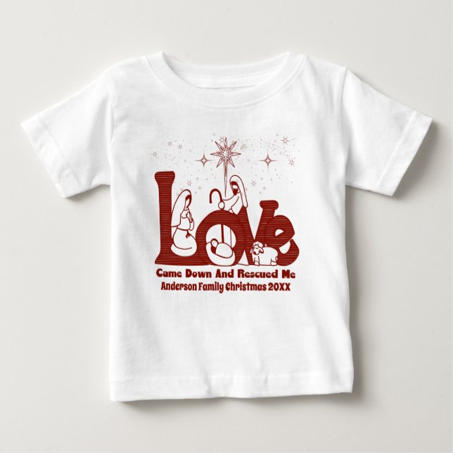 Camiseta Para Bebê Natal da Família Cristã Personalizada (Frente)