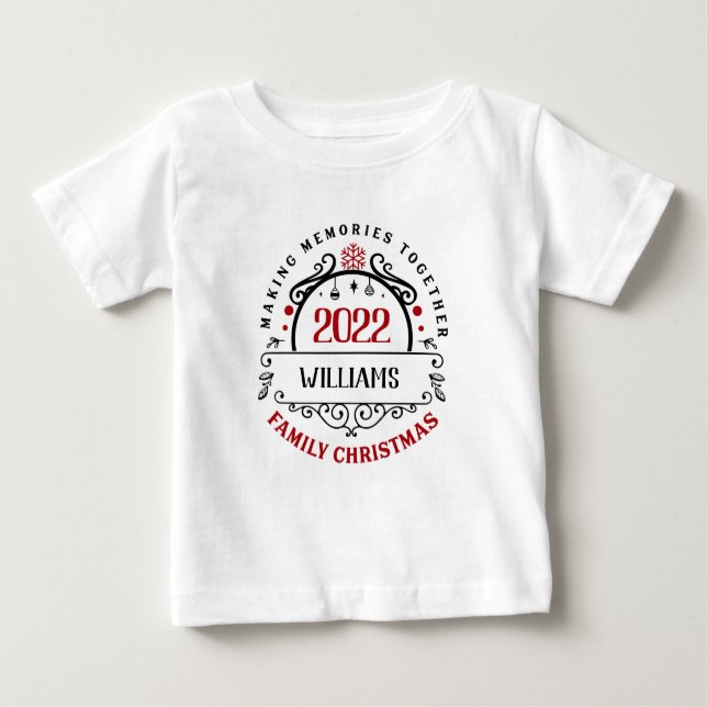 Camiseta Para Bebê Natal da família de nomes personalizados (Frente)
