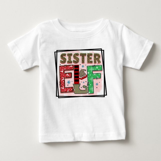 Camiseta Para Bebê Natal da Irmã Elfa (Frente)