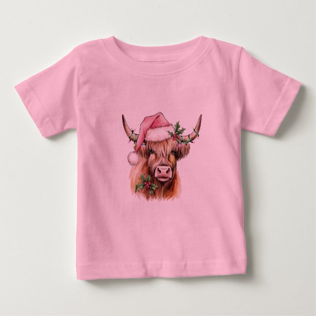 Camiseta Para Bebê natal da vaca hilander (Frente)