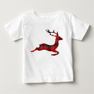 Camiseta Para Bebê Natal das renas escocesas do Tartan