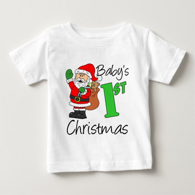 Camiseta Para Bebê Natal de 1rua do bebê (Frente)