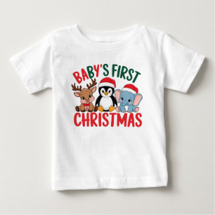 Camiseta Para Bebê Natal de 1rua - Reindeer, Penguin, Elefante