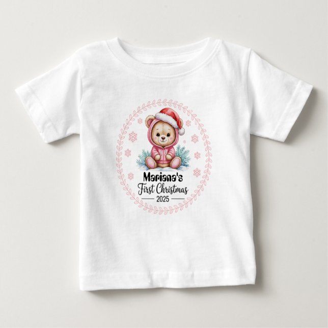 Camiseta Para Bebê Natal de 2025 para o bebê personalizado com camise (Frente)