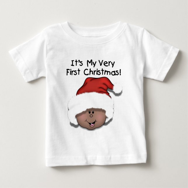 Camiseta Para Bebê Natal do afro-americano Baby 1rua (Frente)