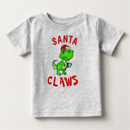 Camiseta Para Bebê Natal do Bebê Dinossauro Funny Santa Claws 1º Nata
