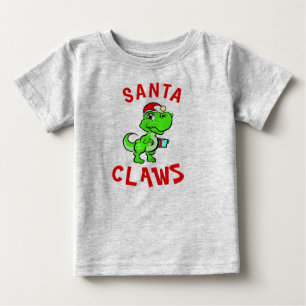 Camiseta Para Bebê Natal do Bebê Dinossauro Palhaço Santa Garras 1º N