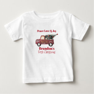 Camiseta Para Bebê Natal do caminhão do brinquedo do amor & da
