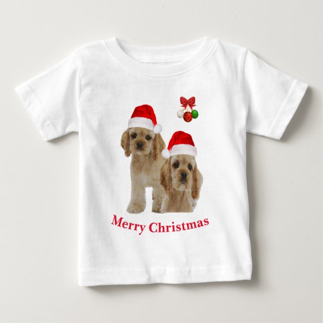 Camiseta Para Bebê Natal do Cocker Spaniel (Frente)