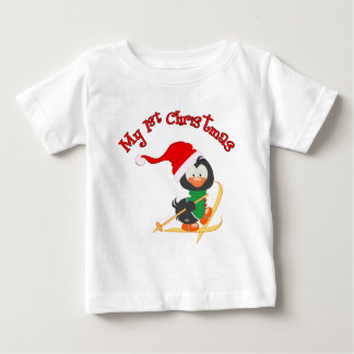 Camiseta Para Bebê Natal do esqui do pinguim ø