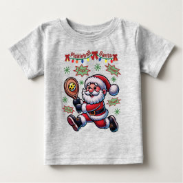 Camiseta Para Bebê Natal do Pickleball Papai Noel