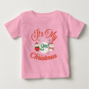 Camiseta Para Bebê Natal do segundo do bebê