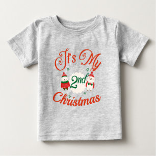 Camiseta Para Bebê Natal do segundo do bebê