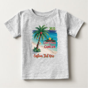 Camiseta Para Bebê Natal em Cancun Férias Tropicais de Fim de Ano