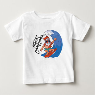 Camiseta Para Bebê Natal em julho Cartão Clássico Redondo Napki