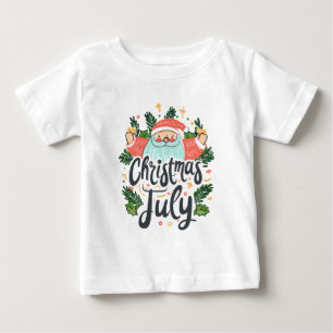 Camiseta Para Bebê Natal em Julho Diversão e Design Festivo de Papai 
