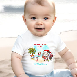 Camiseta Para Bebê Natal Em Julho Papais noeis Bonitos Nome De Verão 