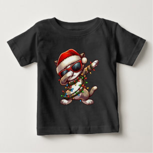 Camiseta Para Bebê Natal engraçado do gato Dabbing Feliz Meowy Xmas