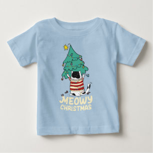 Camiseta Para Bebê Natal Feliz Meowy Amante de Gatos Divertido