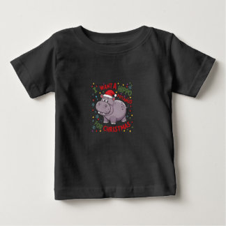 Camiseta Para Bebê Natal Hippo Wish