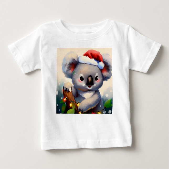 Camiseta Para Bebê Natal Koala 2 (Frente)