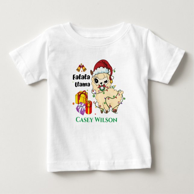 Camiseta Para Bebê Natal Llama Baby T-Shirt (Frente)