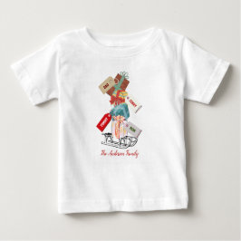 Camiseta Para Bebê Natal Moderno Único e Simples, Cuado Vermelho