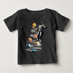 Camiseta Para Bebê Natal no Astronauta do Sistema Solar no Espaço