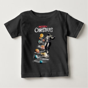 Camiseta Para Bebê Natal no Astronauta do Sistema Solar no Espaço
