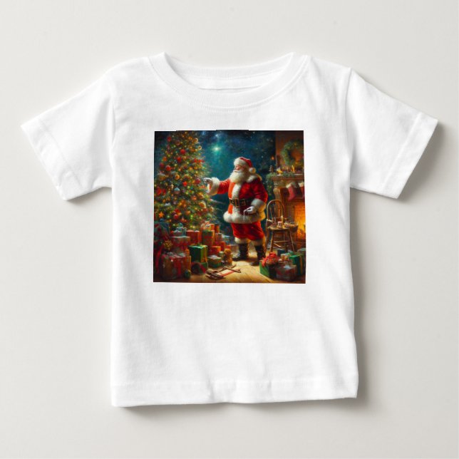 Camiseta Para Bebê Natal Papai Noel 1 (Frente)