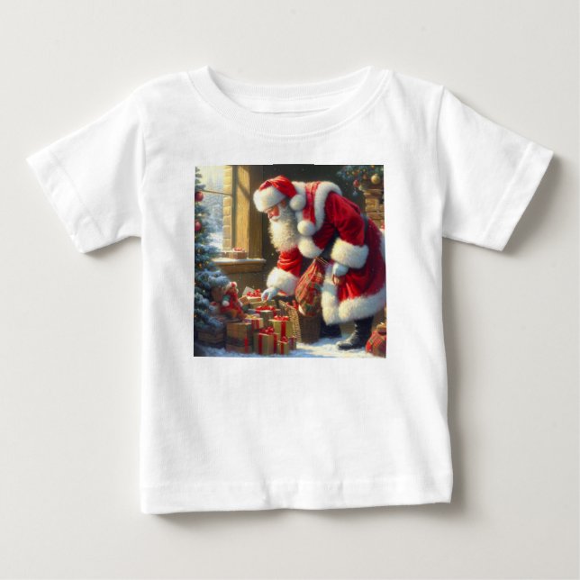 Camiseta Para Bebê Natal Papai Noel 3 (Frente)