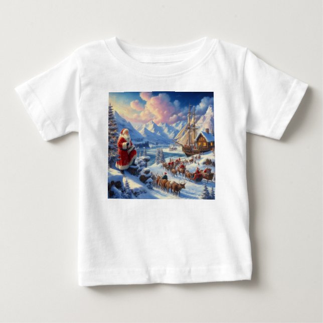 Camiseta Para Bebê Natal Papai Noel 6 (Frente)