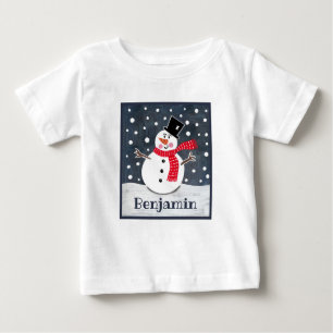 Camiseta Para Bebê Natal personalizado do boneco de neve