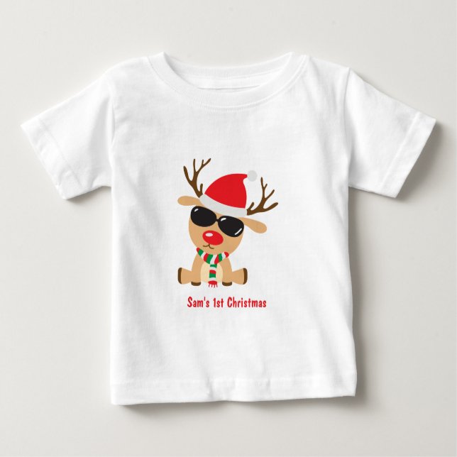 Camiseta Para Bebê Natal personalizado para o bebê 1rua (Frente)