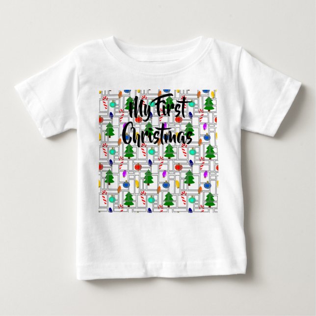 Camiseta Para Bebê Natal picado (Frente)