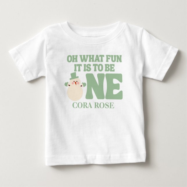 Camiseta Para Bebê Natal Que Divertido Primeiro Aniversário (Frente)