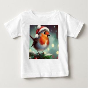 Camiseta Para Bebê Natal Robin 2