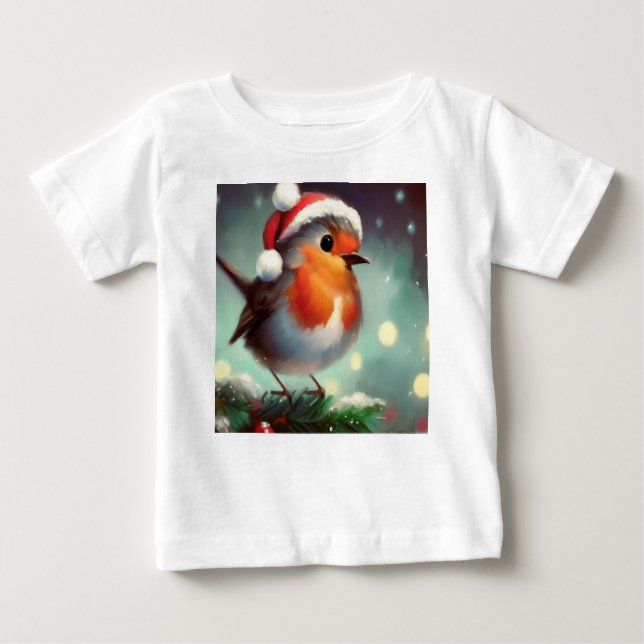 Camiseta Para Bebê Natal Robin 2 (Frente)