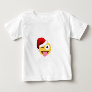 Camiseta Para Bebê natal santa claus winking emoji
