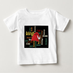Camiseta Para Bebê Natal Santa Hat Word Art T-Shirt