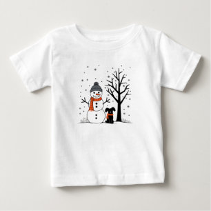 Camiseta Para Bebê Natal Snowman Xmas Dog Winter
